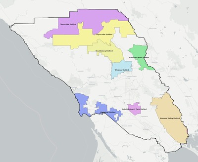 Sonoma County CA school district boundaries map