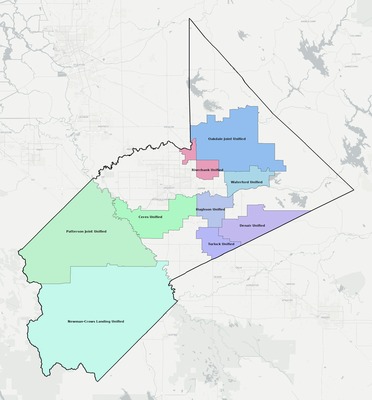 Stanislaus County CA school district boundaries map