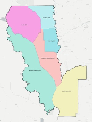Sutter County CA townships and subdivisions map
