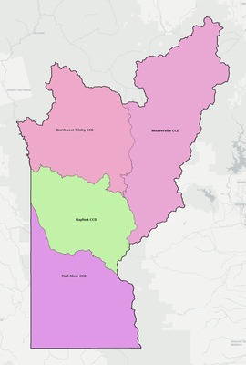 Trinity County CA townships and subdivisions map