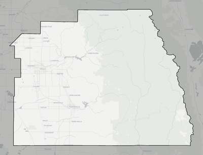 Tulare County CA county basemap context