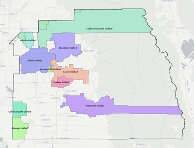 Tulare County CA school district boundaries map