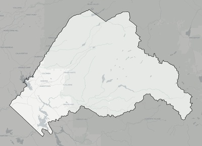 Tuolumne County CA county basemap context