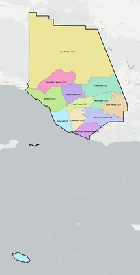 Ventura County CA townships and subdivisions map