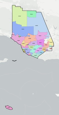 Ventura County CA ZIP code boundaries map