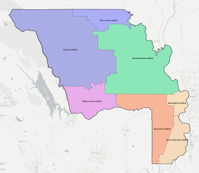 Yolo County CA school district boundaries map