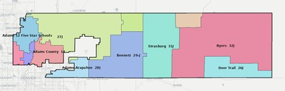 Adams County CO school district boundaries map