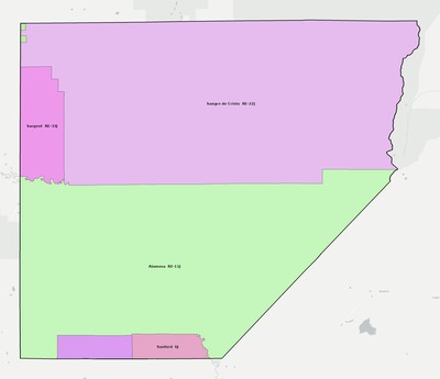 Alamosa County CO school district boundaries map