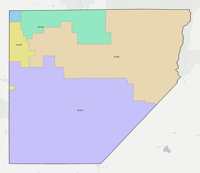Alamosa County CO ZIP code boundaries map