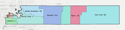 Arapahoe County CO school district boundaries map