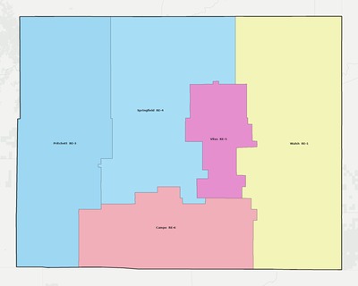 Baca County CO school district boundaries map