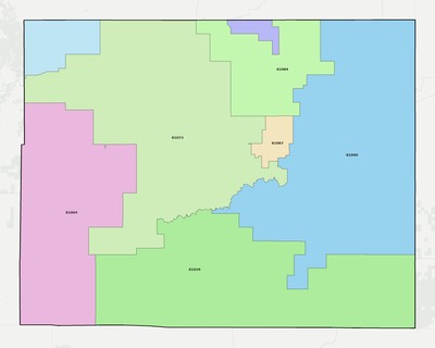 Baca County CO ZIP code boundaries map