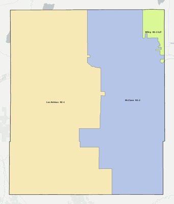 Bent County CO school district boundaries map