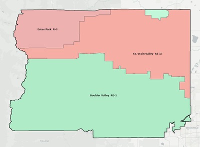 Boulder County CO school district boundaries map
