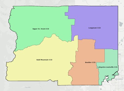 Boulder County CO townships and subdivisions map