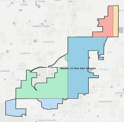 Broomfield County CO school district boundaries map