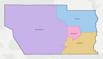 Conejos County CO townships and subdivisions map