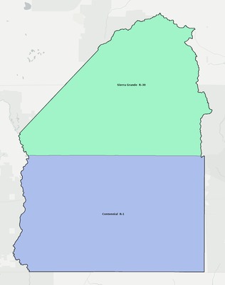Costilla County CO school district boundaries map