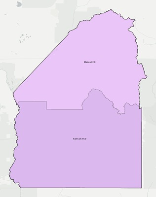 Costilla County CO townships and subdivisions map