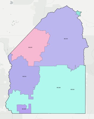 Costilla County CO ZIP code boundaries map