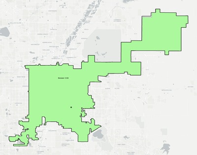 Denver County CO townships and subdivisions map