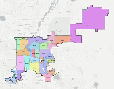 Denver County CO ZIP code map preview