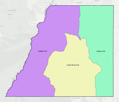 Douglas County CO townships and subdivisions map