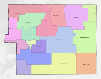 El Paso County CO school district boundaries map