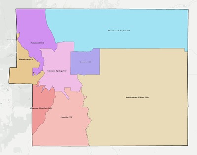 El Paso County CO townships and subdivisions map