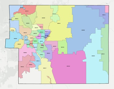 El Paso County CO ZIP code map preview