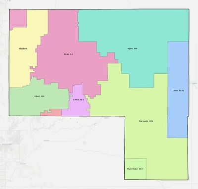 Elbert County CO school district boundaries map