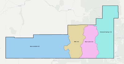 Garfield County CO townships and subdivisions map