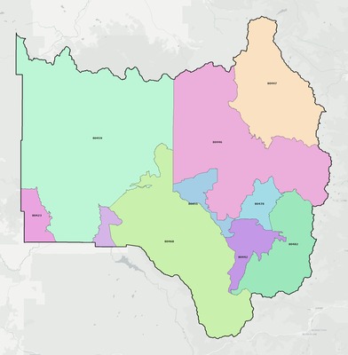 Grand County CO ZIP code boundaries map