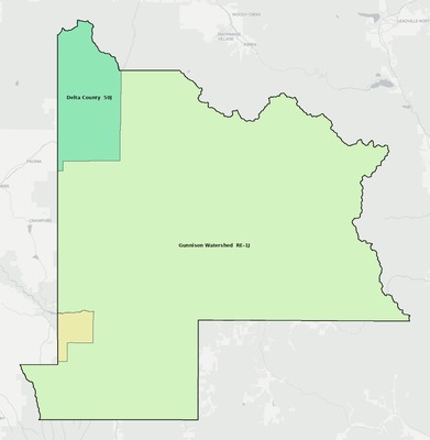 Gunnison County CO school district boundaries map