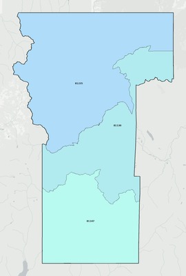 Hinsdale County CO ZIP code boundaries map