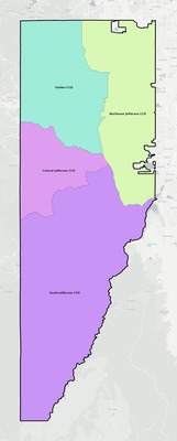 Jefferson County CO townships and subdivisions map