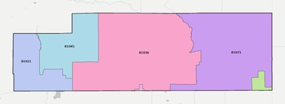 Kiowa County CO ZIP code boundaries map