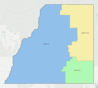 La Plata County CO school district boundaries map