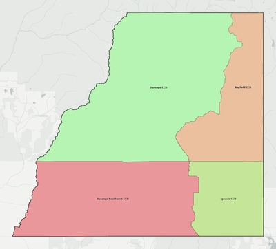 La Plata County CO townships and subdivisions map