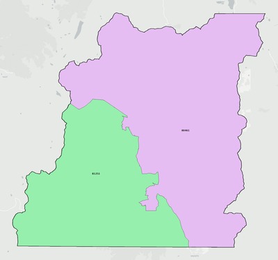 Lake County CO ZIP code boundaries map