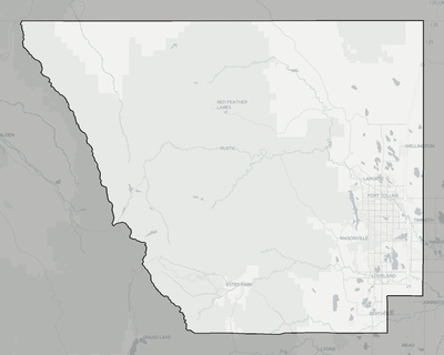 Larimer County CO county basemap context