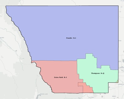 Larimer County CO school district boundaries map