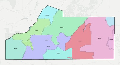Las Animas County CO ZIP code boundaries map