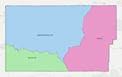 Moffat County CO townships and subdivisions map