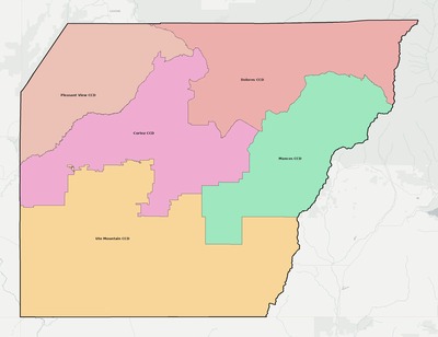 Montezuma County CO townships and subdivisions map