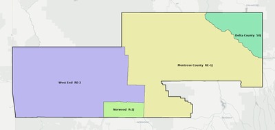 Montrose County CO school district boundaries map