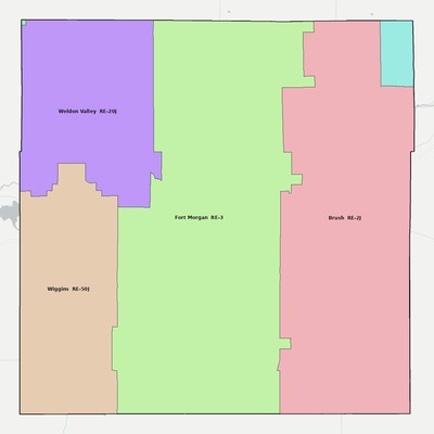 Morgan County CO school district boundaries map