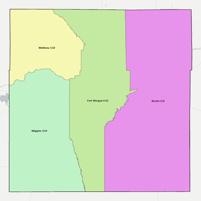 Morgan County CO townships and subdivisions map