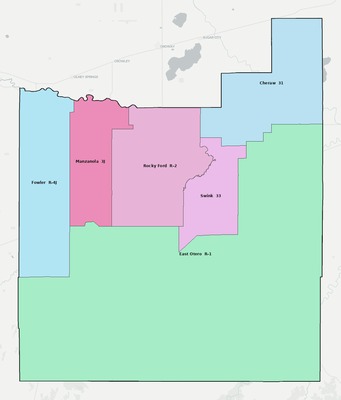 Otero County CO school district boundaries map