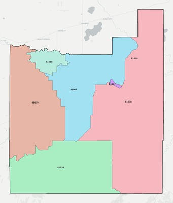 Otero County CO ZIP code boundaries map